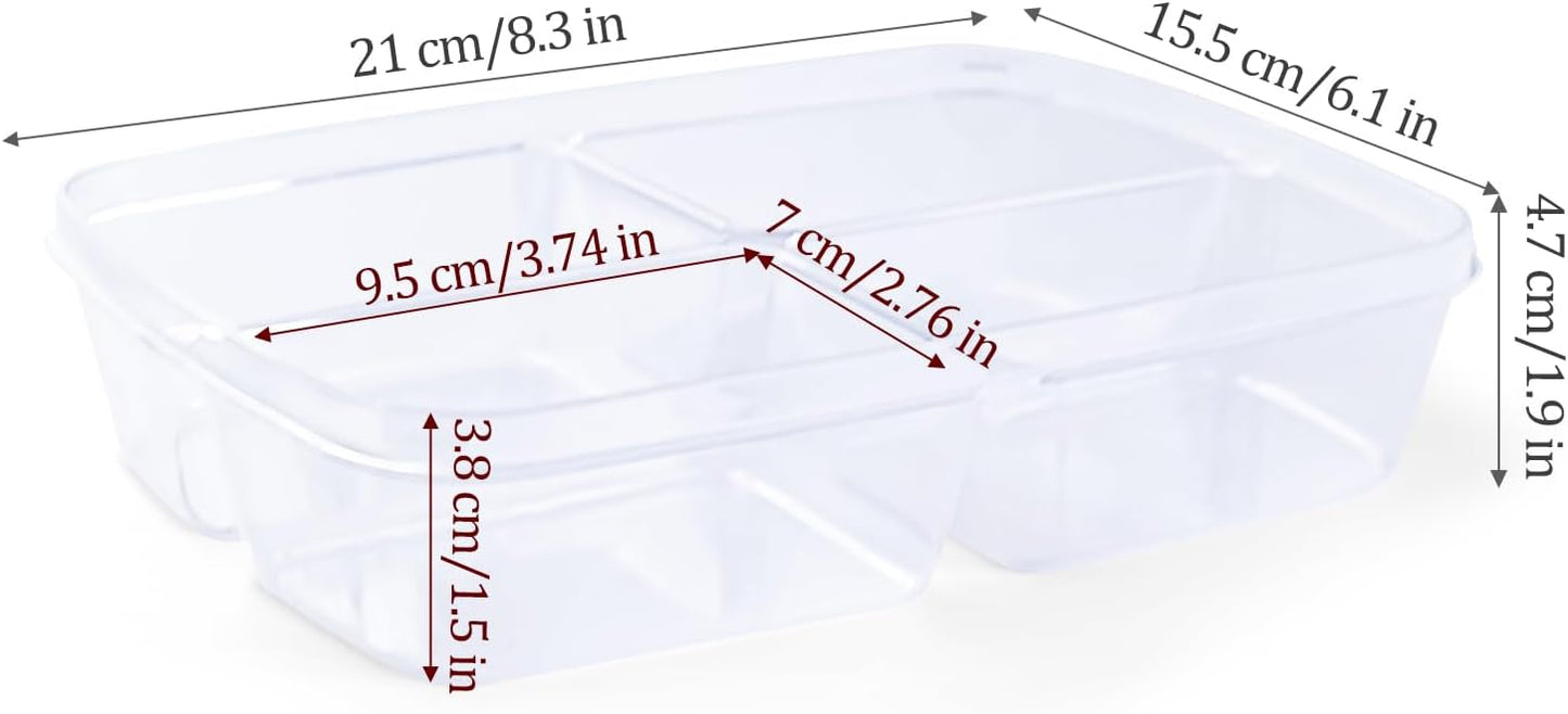 4 Pcs Reusable 4 Compartment Food Storage Containers with Lids, Food Containers for Storing fruits, Meat, Vegetables.