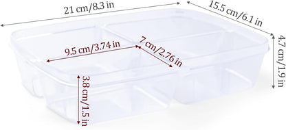 4 Pcs Reusable 4 Compartment Food Storage Containers with Lids, Food Containers for Storing fruits, Meat, Vegetables.