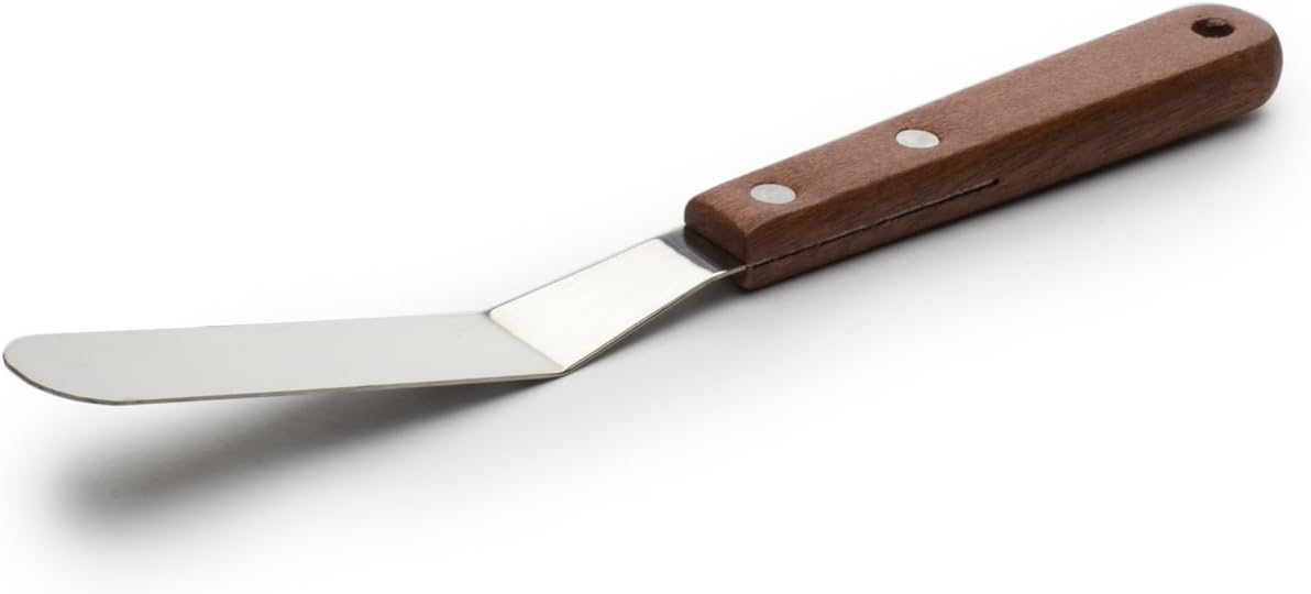 Fox Run Flat Icing Spatula, 4.25-Inch Stainless Steel Blade, Wood Handle, Metallic