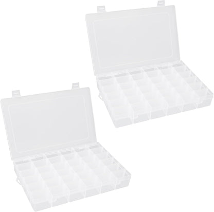 OALCQ 24 Grids Plastic Organizer Box With Dividers Clear Craft Storage Bead Organizer Box Earring Travel Pill Jewelry Organizers Storage Boxes Screw Seed Small Parts Hair Tie