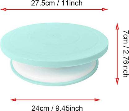 Cake Decorating Turntable 11 Inch Cake Turntable Anti-slip Rotating Cake Stand for Decorating(1pcs Pink)