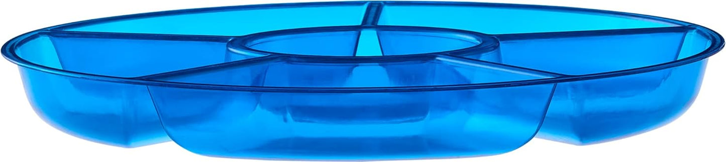 Plasticpro 6 Sectional Round Plastic Serving Tray/Platter (4, Clear)