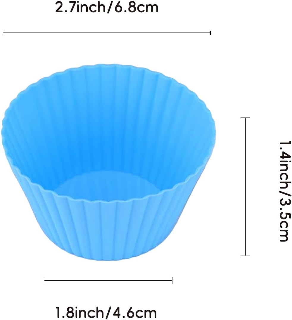 12 PCS Multicolored Silicone Cupcake Baking Cups, Reusable Muffin Liners Easy Clean Non-Stick Cupcakes for Party, Gift (Round)