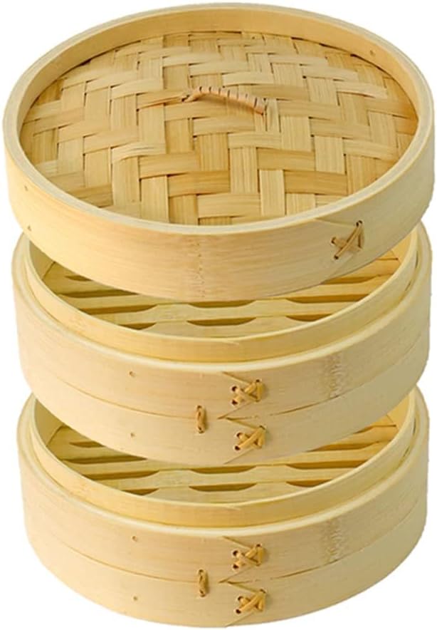 Bamboo Steamer Basket, 4" Two Tier