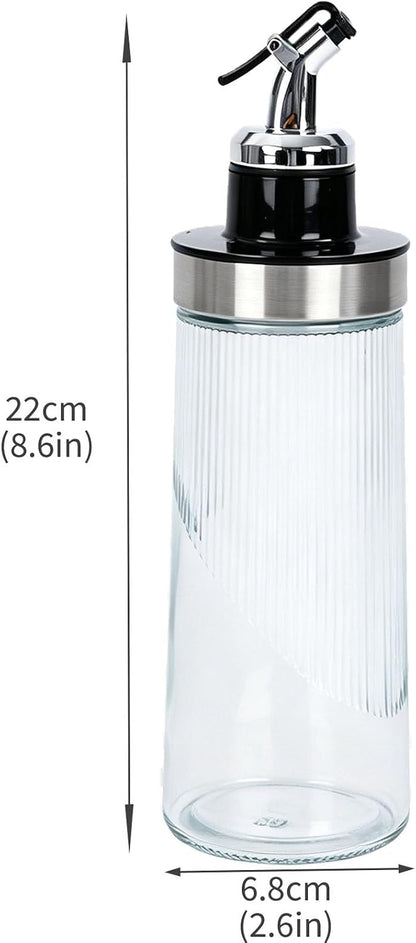 Salad Dressing Shaker Bottle, Ribbed Glass Dressing Bottle for Kitchen Table, Glass Oil Dispenser, Syrup Dispenser, Soy Sauce Dispenser and Condiment Bottle for Meal Prep, Dining and Coffee Bar