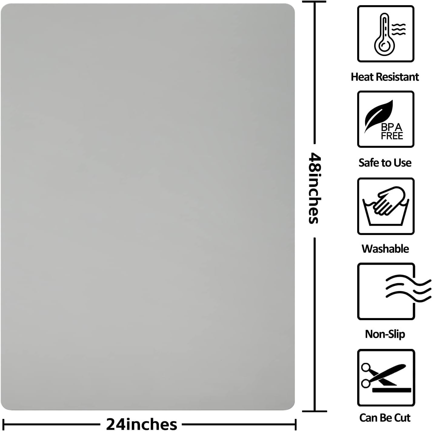Silicone Mat Heat Resistant Mats for Countertop, Large Silicone Mats for Crafts Kitchen Counter Workbench Table protector, Size 36x24 inches Thick 2mm,Rolled Package,Light Blue