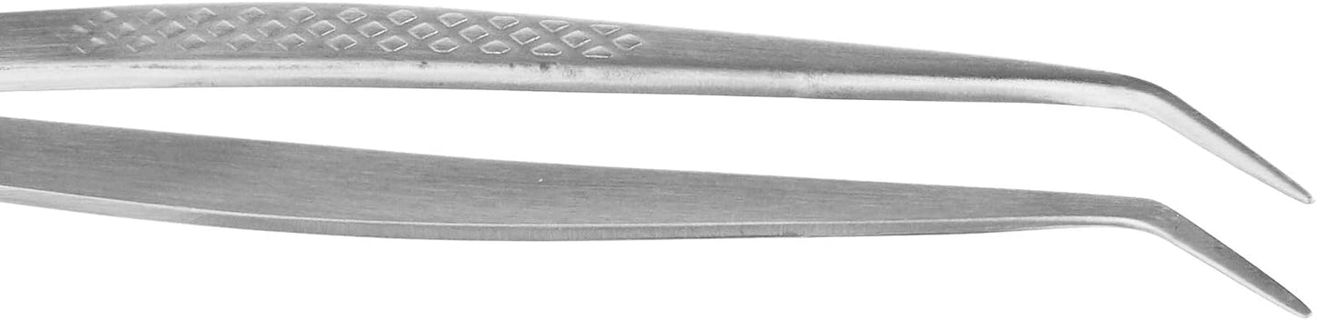 Mercer Culinary 18-8 Stainless Steel Chef Plating Tongs, Offset Tip, 6-1/2 Inch