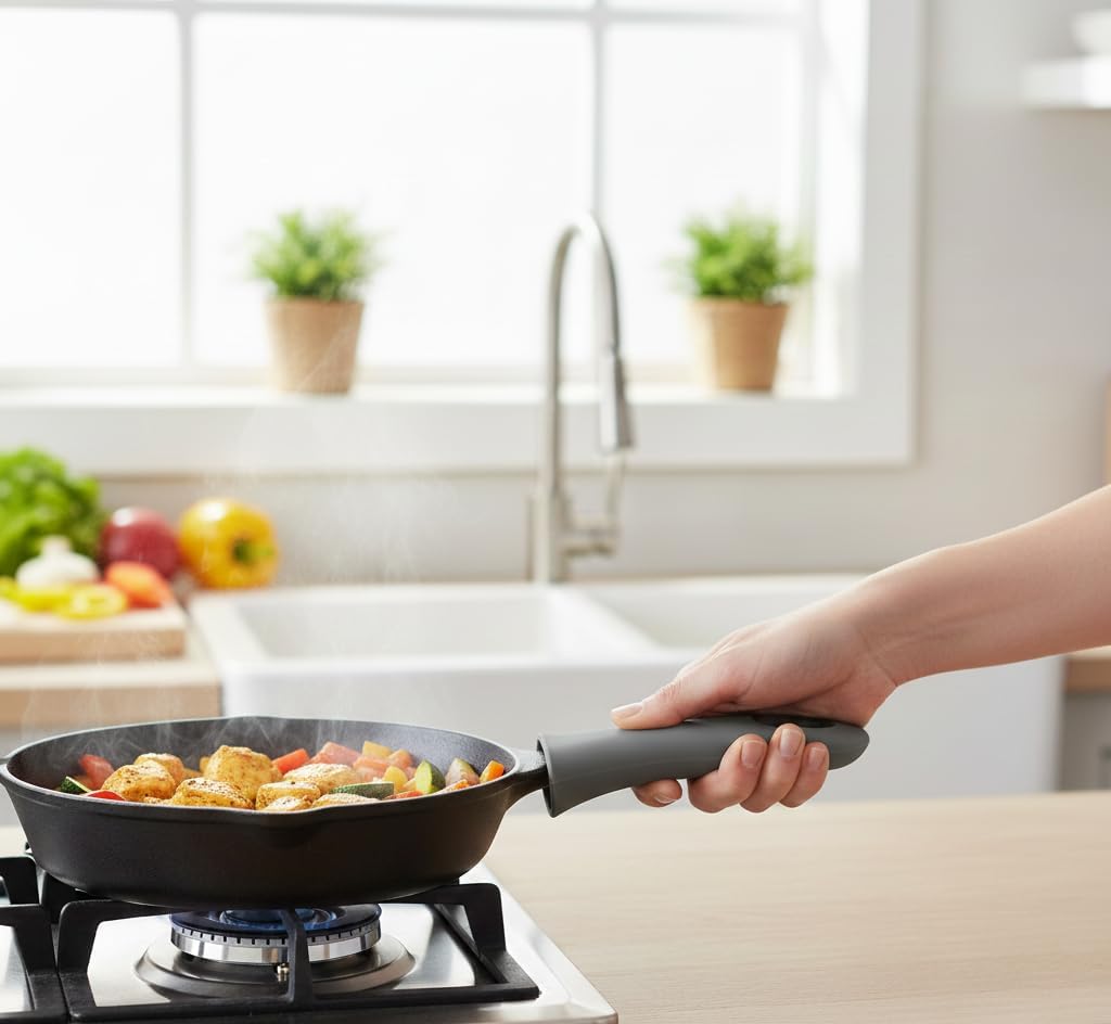 Gadgetime USA Set of 4 Silicone Handle Covers for Cast Iron and Metal Cookware, Heat Resistant and Textured Grip Sleeves