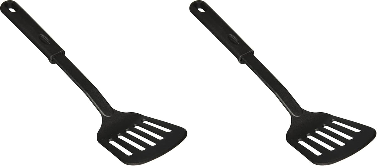 Winco Nylon Slotted Spatula, Black Medium, 12-3/4"