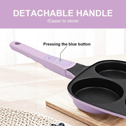 RANX INGST 4-Cup Egg Pan with Lid, Nonstick Omelette Skillet - Red