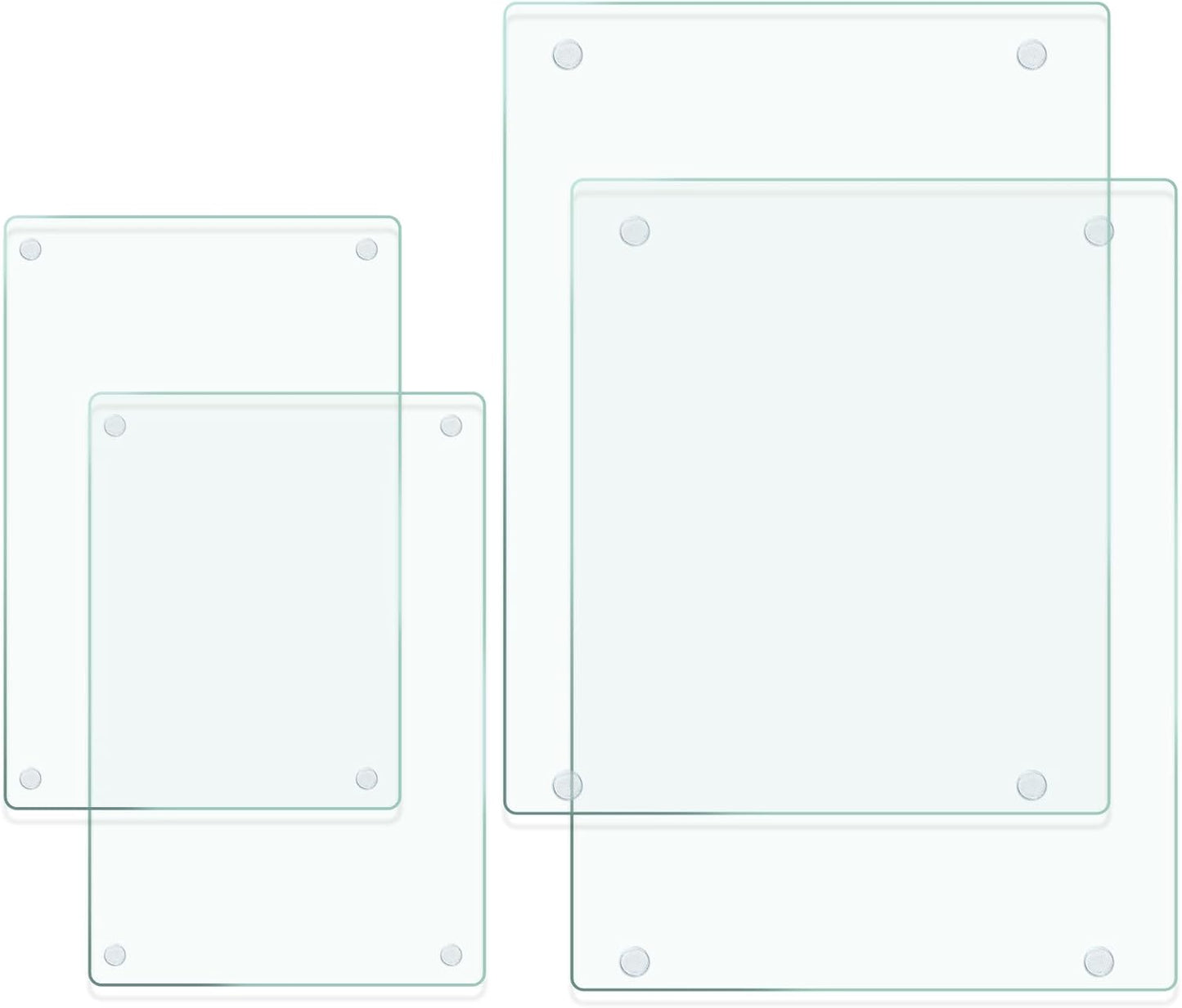 Tempered Glass Cutting Boards for Kitchen, 2Pcs Glass Chopping Boards, 16"x12" & 12"x8" Clear Glass Cutting Board Set With NonSlip Feet, Scratch Resistant, Heat Resistant, Easy to Clean