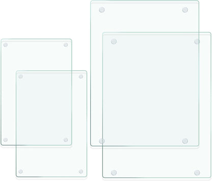 Tempered Glass Cutting Boards for Kitchen, 2Pcs Glass Chopping Boards, 16"x12" & 12"x8" Clear Glass Cutting Board Set With NonSlip Feet, Scratch Resistant, Heat Resistant, Easy to Clean