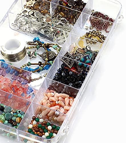 Exptolii 15 Large Grids Plastic Organizer Box with Dividers, 2 Pack Clear Compartment Container Storage for Washi Tapes Beads Crafts Jewelry Fishing Tackles, Size 11 x 6.3 x 2.2 in