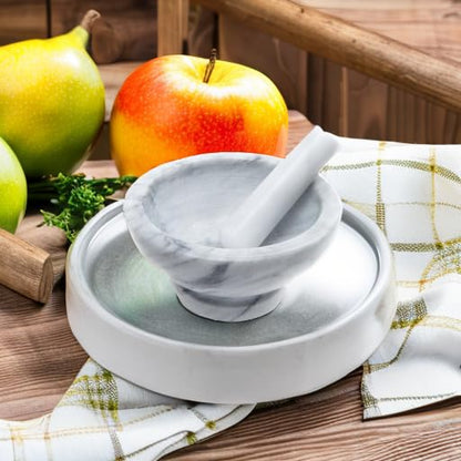 Fox Run Marble Mortar and Pestle Set, White, Small 4" Pestle and Mortar