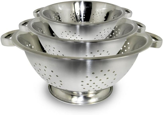 ExcelSteel Colander Set Stainless Steel | Nesting Design | Mirror Polished | Oversized Handles | 1-4 Quart, Set of 3