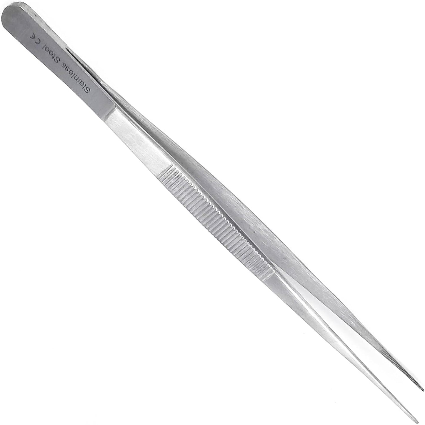 6 Inch Professional Culinary Stainless Steel Precision Tongs with Serrated Tips, Plating/Food Presentation Detailing Serving Tongs, Chef's Kitchen Tweezer Tongs - Ultra Non-Slip Grip