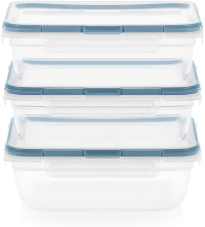 Snapware Plastic Total Solution 3-Pack (8.5-Cup) Food Storage Containers Set, Leakproof & Airtight Plastic Locking Lids Rectangular Containers, BPA-Free Lids, Microwave Dishwasher Freezer Safe