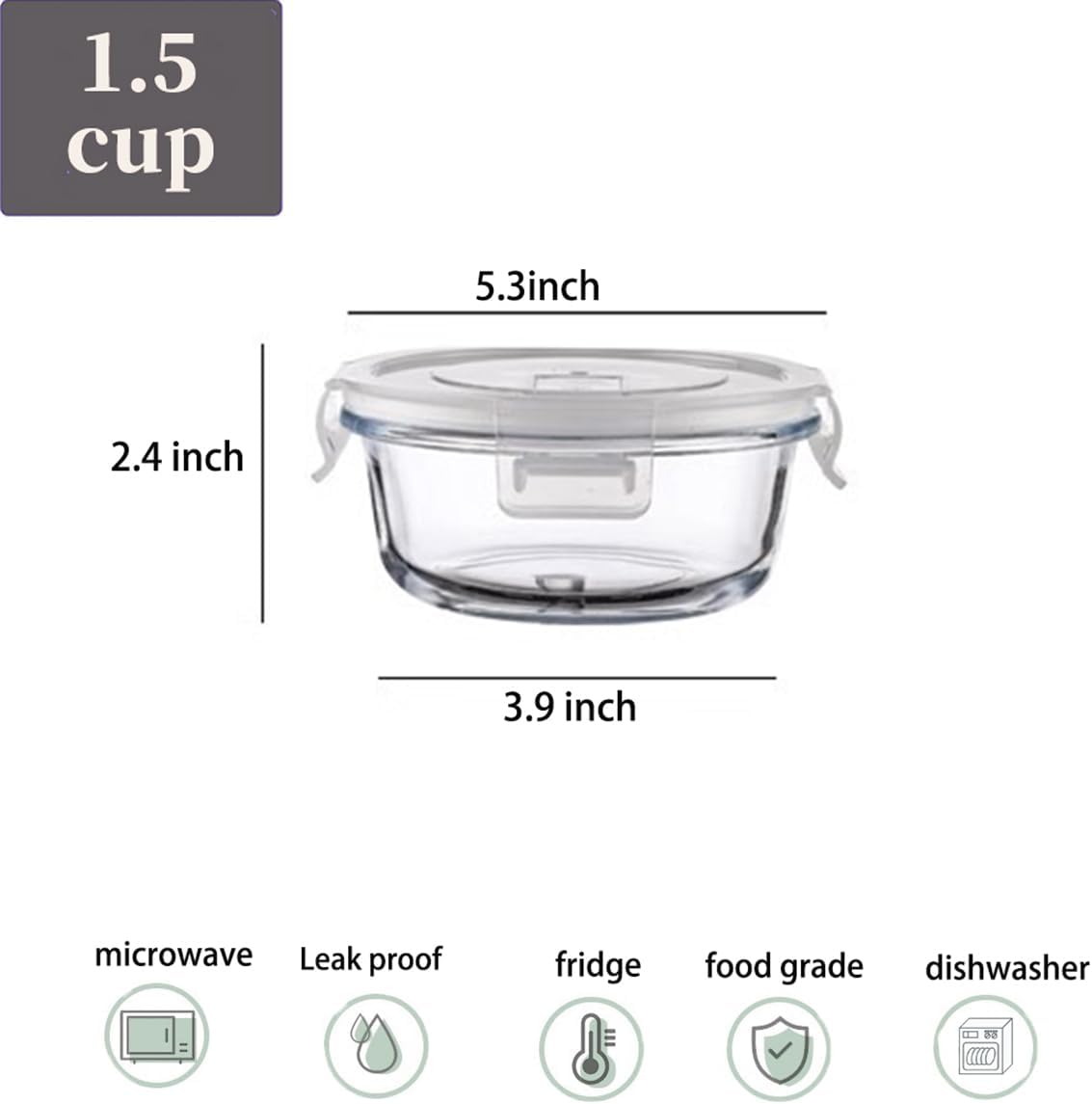 16oz Square Glass Food Storage Containers With Lids, 2 Cup Square Glass Food Containers With Lids, BPA free Small Meal Prep Bowls for leftovers, Dishwasher, Freezer Safe (8Pack)
