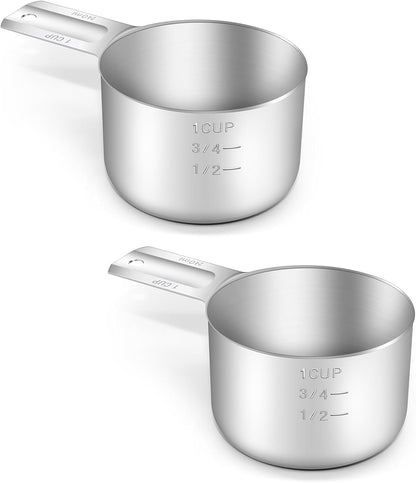 1PCS 3/4Cup (180ml, 6oz) Single Measuring Cup, Stainless Steel Measure Scoop, Metric and US Measurement, Dishwasher Safe