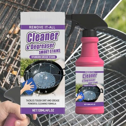 Remove It All Cleaner And Degreaser,Heavy Duty Grill Degreaser,Fast-Acting Heavy-Duty Grill Degreaser Spray,Bbq Grill Cleaner,Grill Cleaner For Outdoor Grills,For Burnt Food & Grease (2PC)