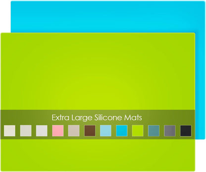 Extra Large Dark Green Countertop Mat - Silicone Table Kitchen Desk Mat - Non-Slip & Heat Resistant - Dinner Placemat Pastry Dough Rolling Mat - Colors A