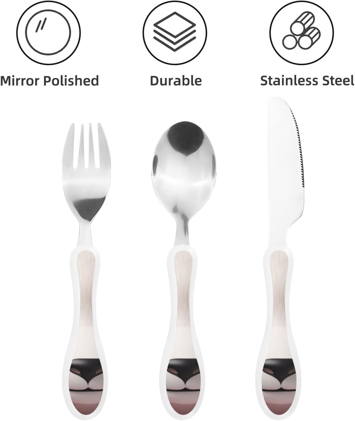 3-Piece Kids Silverware Set With Storage Case, Stainless Steel Reusable Children Safe Knife Spoon Fork Set Leaves Floral On Rustic Wood Children Flatware Set For Kids Lunch Box