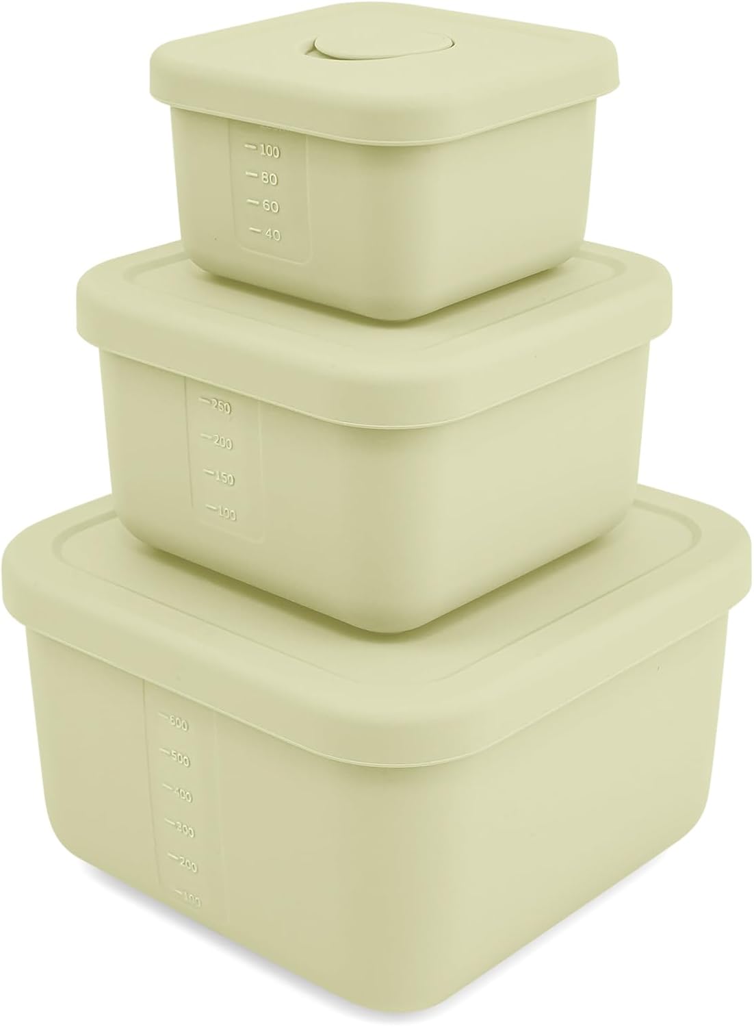 3 PCS Silicone Food Storage Containers with Lids，BPA Free Reusable Silicone Storage Containers for Food Freezer Containers Freezer Dishwasher Safe（24oz,10oz,4oz）