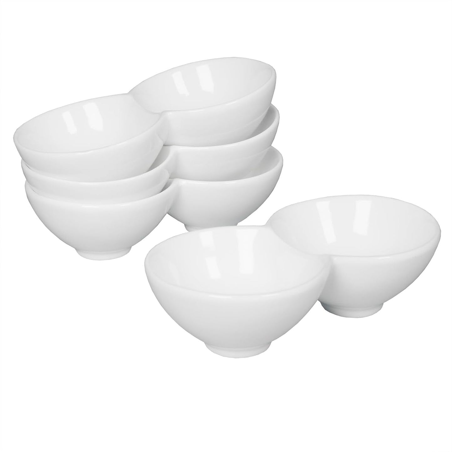 4 Pieces Chip and Dip Serving Set Ceramic Divided Serving Trays Platters Chip and Dip Bowl Compartment Cheese Ball Serving Dish Dumpling Plate for Party Appetizers Snacks Veggies, 7.1 Inch