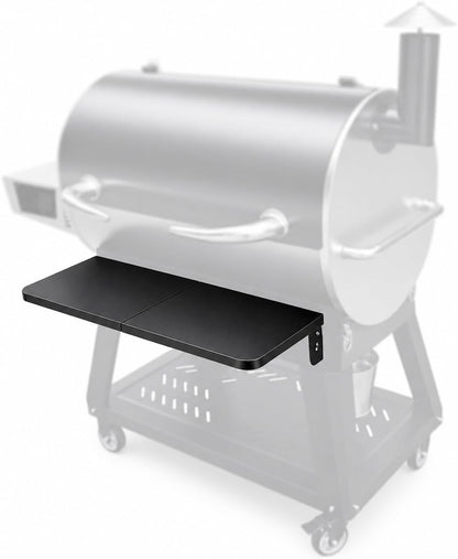 QuliMetal Folding Front Shelf for Traeger Pro 34, Texas Elite 34, Century 885 and Eastwood 34, 37" x 12" Heavy-Duty Grill Prep Table with Cutting Board, Stainless Steel Basin, Lid and 5 Hooks