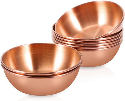 8 Pack 3.2inch Stainless Steel Sauce Dishes Mini Individual Saucers Bowl Round Seasoning Dishes Sushi Dipping Bowl Appetizer Plates, Champagne Gold