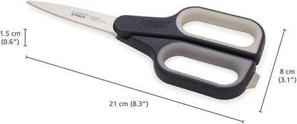 Joseph Joseph PowerGrip Kitchen Shears Scissors with Thumb Grip and Herb Stripper Separates for Cleaning Japanese Stainless-Steel, White/Green