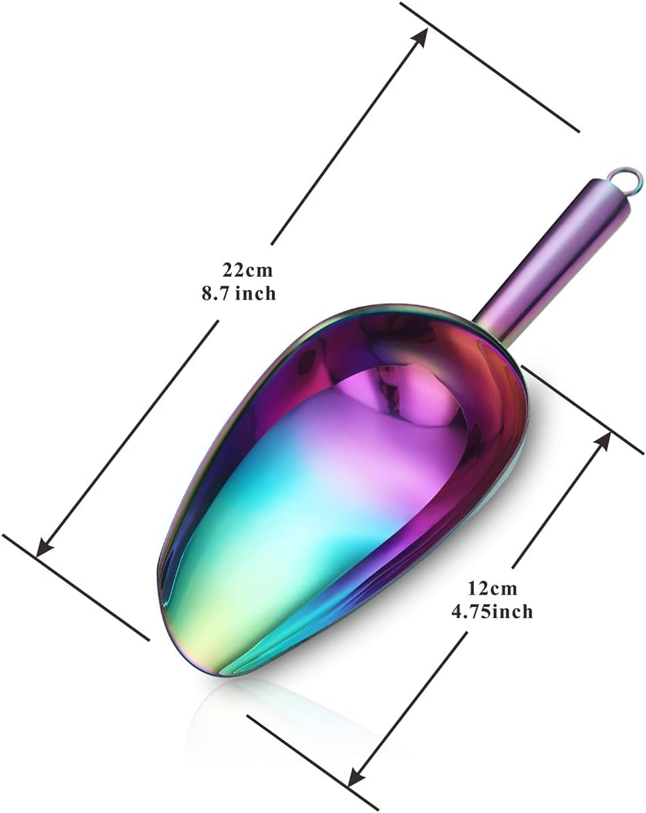 Berglander Stainless Steel Ice Scoop 6 OZ, Metal Ice Scooper For Ice Maker, Multipurpose For Candy Kitchen Bar Party Wedding Pet Animal Dog Food Scoop Beach Shovel (Silver)