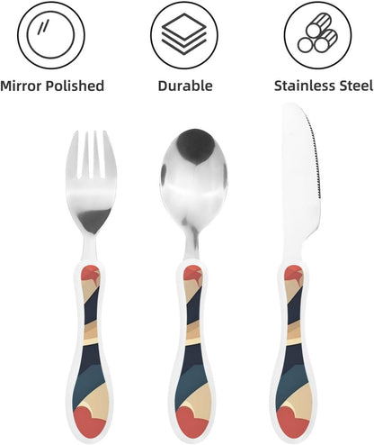 Stainless Steel Kids Silverware Set, Flat Koi Fish Utensil Set Reusable Children Safe Knife Spoon Fork Set With Storage Case Dishwasher Safe For Lunch, Travel Outdoors
