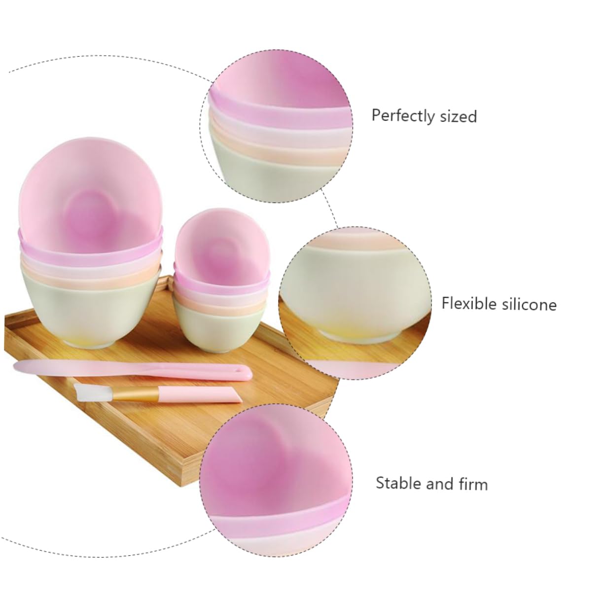 5 Pcs Odorless Anti-Drop Silicone Mixing Bowl Set 10.5x7cm Home Use Prep Measuring Bowls for DIY Facial Masks and Cooking