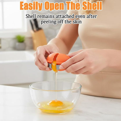 Egg Shell Opener Stainless Steel Egg Cracker Tool Multifunctional Eggs Separator Tools for Raw and Hard Boiled Eggs Egg Peeler Cube Eggshell Breaker Raw Eggs Cracking Tool Cute Kitchen Gadgets, Pink