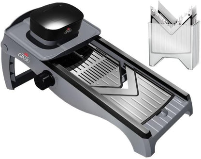 GINSU Stainless Steel Mandoline Slicer – Adjustable Food Slicer 14x6x3in, Precision Vegetable Cutter with Safety Guard, Non-Slip Base & Easy Clean Design