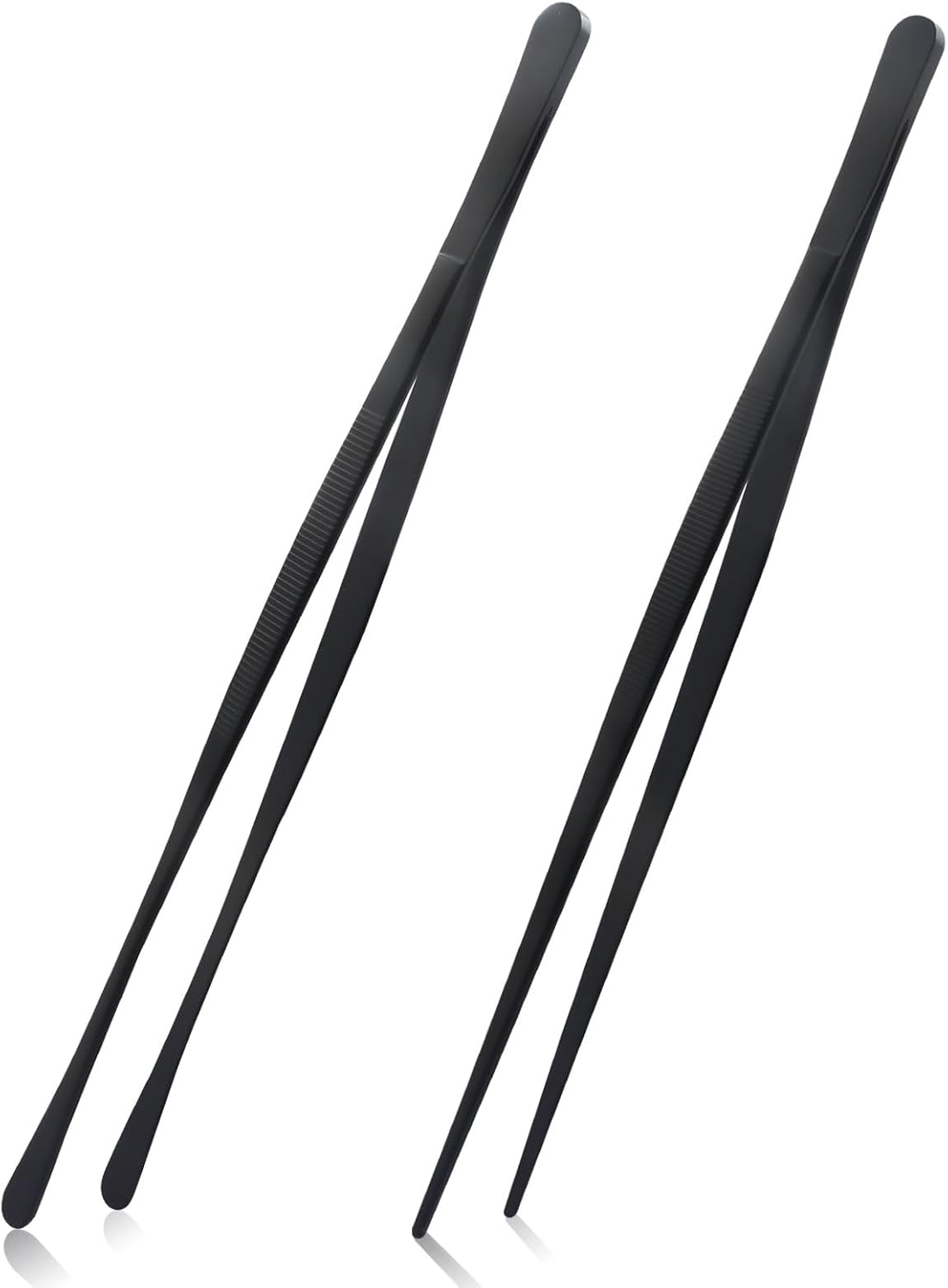 2 Pcs Stainless Steel Tweezers Tongs, 12 Inch Extra-Long Tweezers with Precision Serrated Tips for Kitchen Cooking, Baking, Garden (Rainbow)