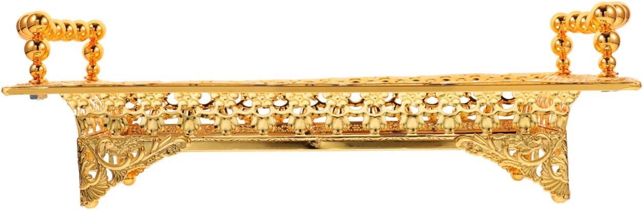COLLBATH Nordic Style Fruit Plate with Handle 2Pc Metal Snack Serving Tray for Dried Fruits and Appetizers Elegant Gold Platter for Kitchen and Entertaining