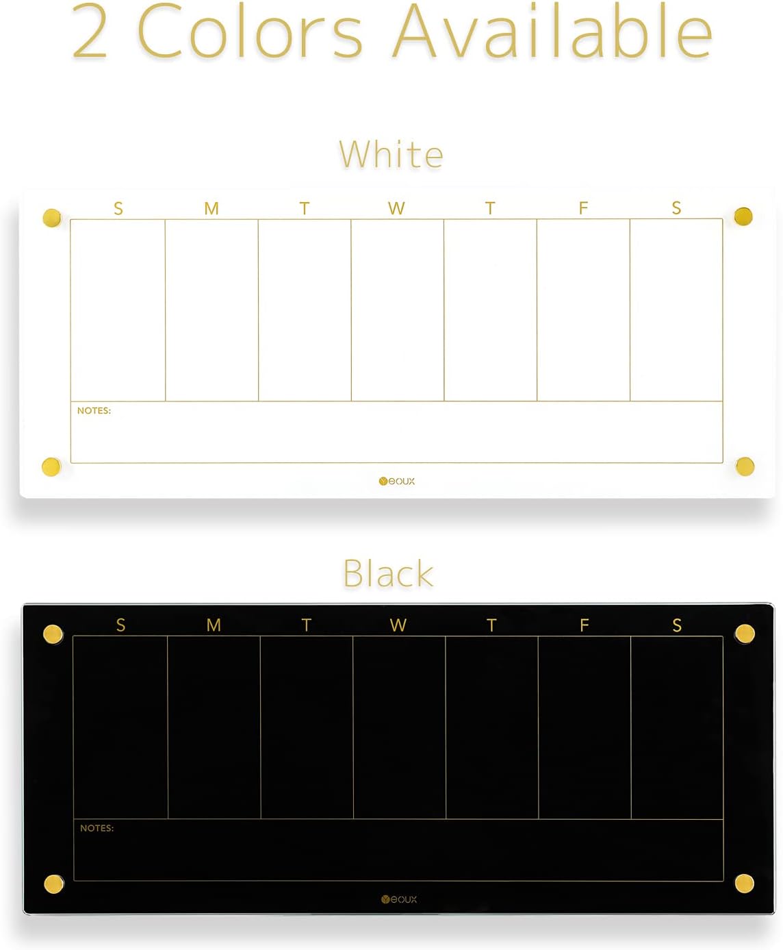 Clear Glass Weekly Dry Erase Calendar & Menu Non-Magnetic Whiteboard for Wall, Meal Plan & Grocery List White Board for Kitchen, 15x11, 7 Days Home Planner, 4 Wet Erase Markers Included, Yeoux