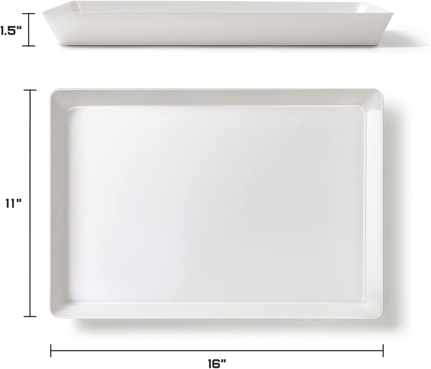 8 Pack, 16" x 11" Large White Serving Trays Set - Reusable Plastic Serving Platters for Cookie, Appetizer, Charcuterie, Snack, Dessert, Party Food Display - Stackable Kitchen CounterTop Tray, BPA Free