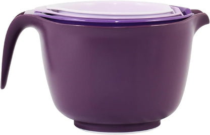 Glad Mixing Bowls with Pour Spout, Set of 4 - Nesting Plastic Bowls (1.2qt, 1.9qt, 2.8qt, and 3qt with Handle) - Non Slip Base, Dishwasher Safe Kitchen Cooking and Baking Supplies, Green