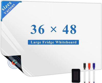 Magnetic Fridge White Board Paper, 8" x 12" 2 Pack Small Dry Erase Board Sheet for Organizer and Planner, Kitchen Refrigerator Whiteboard for Family to-do List, Includes Markers and Eraser