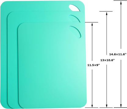 Plastic Flexible Cutting Mats for Kitchen, 3pcs Color Coded Chopping Board Set, Cutting Board Sheet for Kitchen Cooking, Dishwasher Safe （11.5x9"）