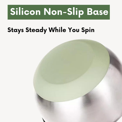 Stainless Steel Salad Spinner Large, BPA-Free Lettuce Spinner, 3-in-1 Salad Bowl & Fruit Cleaner with Non-Slip Base, Dishwasher Safe, 5 Blade Slicer & Egg Yolk Separator, 5.3Qt