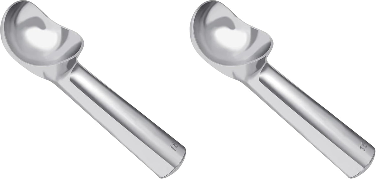 Pimoys Ice Cream Scoop, 7 Inch Aluminum, Nonstick, Bright Silver