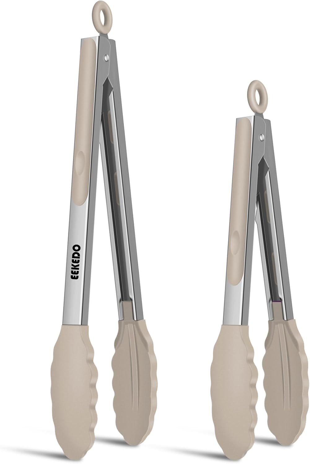 Kitchen Tongs, Stainless Steel Cooking Tongs with Silicone Tips, 600ºF High Heat-Resistant Non Scratch Locking Tongs for Cooking BBQ Grilling Air Fryer Pans, Set of 3 (7" 9" and 12") Black