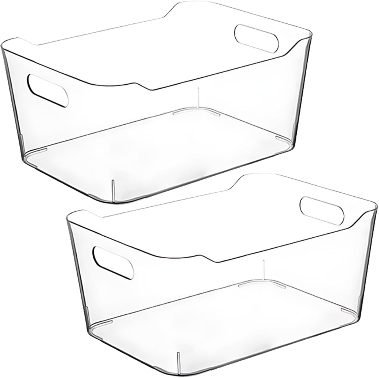 Clear Plastic Storage Bins, Pantry Organizers and Storage Containers, Large Fridge Organizer Bins, Home Kitchen Cabinet Organizer, Medicine Cabinet Bin for Organizing Freezer Closet