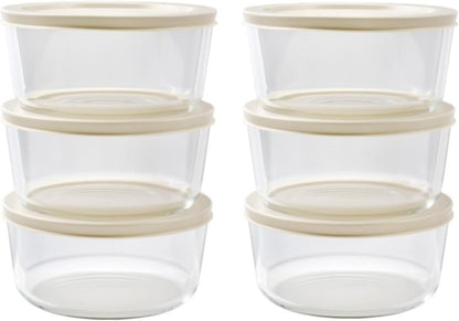 6-Piece Glass Food Storage Containers Set (3 Containers + 3 BPA-Free Lids) | 2-Cup, Leakproof | Microwave, Freezer, Oven & Dishwasher Safe | Ideal for Meal Prep & Pantry Organization, Pistachio