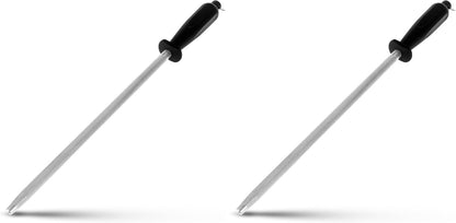 12-Inch Knife Sharpening Rod, Fine Carbon Honing Steel, Black Handle