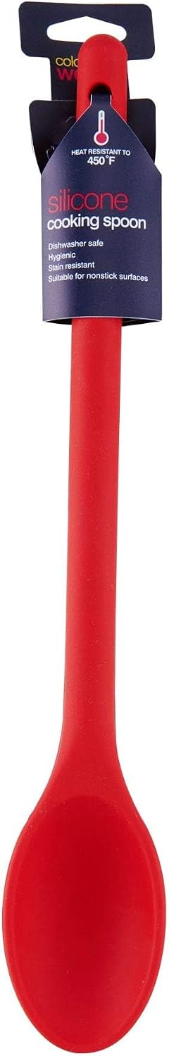Farberware Professional Silicone Cooking Spoon – Heat Resistant to 450F, Safe for Nonstick Cookware – 11.5 Inch Kitchen Utensil for Stirring, Mixing, Basting, and Serving, Dishwasher Safe